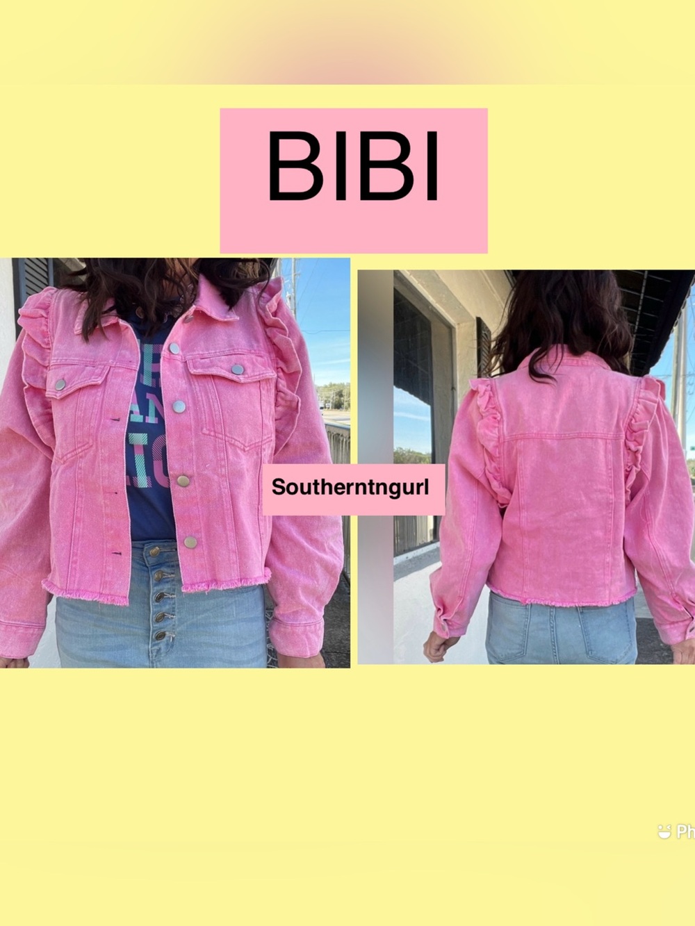 NWT BIBI Pink Ruffle Denim Cropped Ruffle Jacket Barbicore